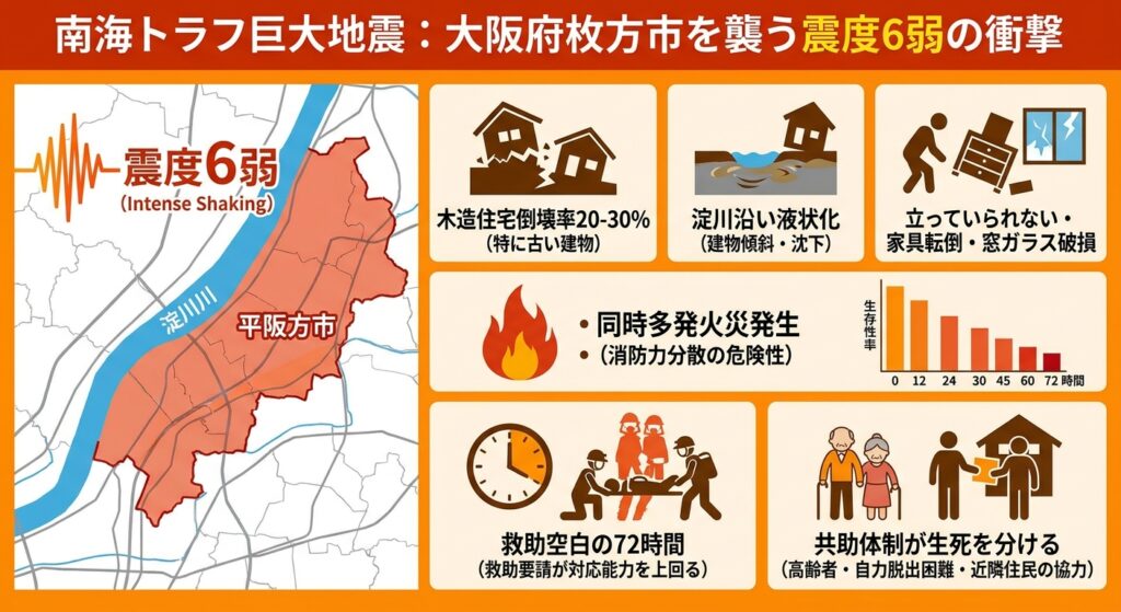 大阪府枚方市の震災時の被害様相の図解