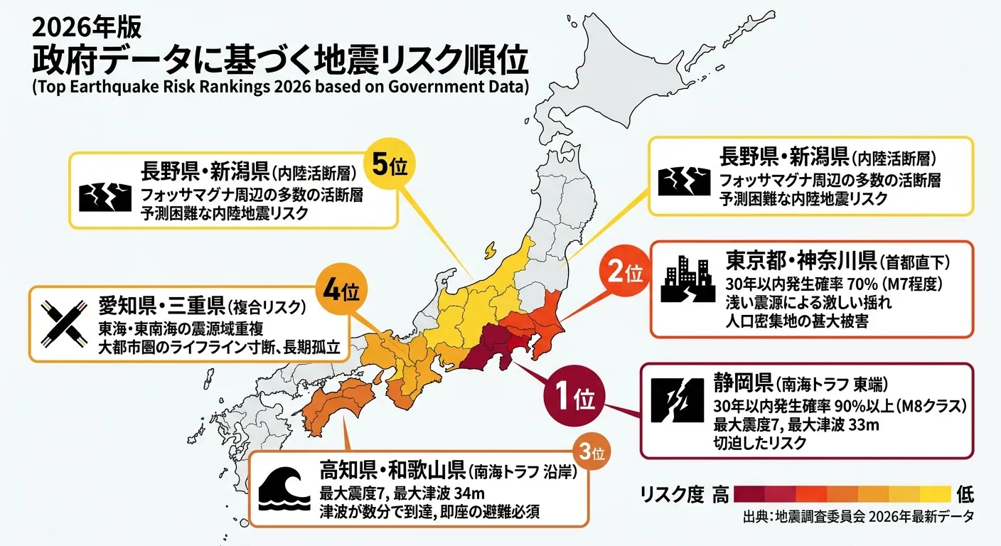 南海トラフ地震の被害が大きい順のランキング画像