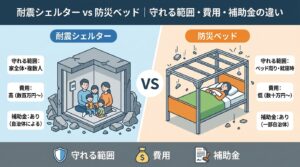 耐震シェルター vs 防災ベッド｜守れる範囲・費用・補助金の違い